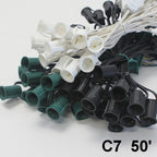 Sival C7 string light 50 ft black wire, E12 sockets 12 in spacing