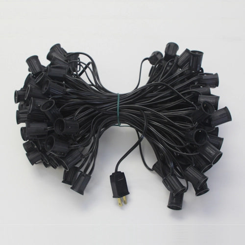 C7 String, 100ft, 12" spacing, black, 18AWG, SPT-1, no end c