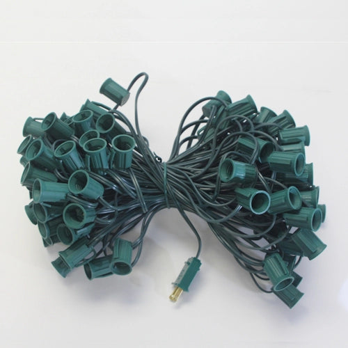 C9 String, 100ft, 12" spacing, green, 18AWG, SPT-1, no end c