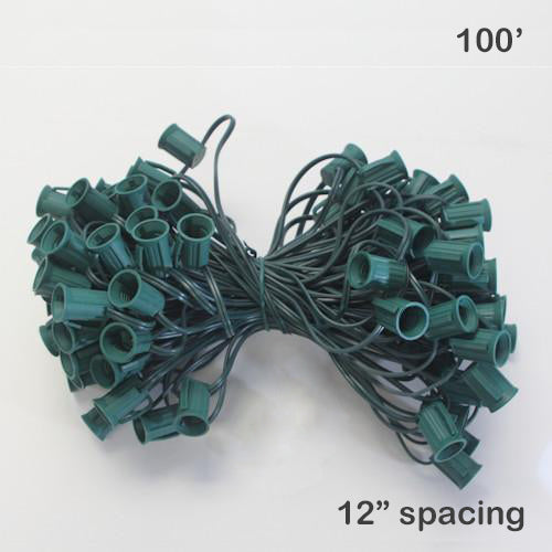 Sival 100 ft. C9 Magnetic Bulk Spool - Green & 12" Spacing (E17/Intermediate Base)