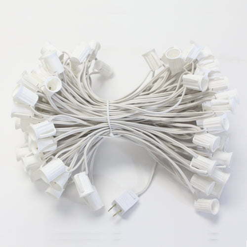 Sival 100 ft C7 Light String - SPT1, White Green or Black Wire (E12/Candelabra Base) (s), 1-String Pack