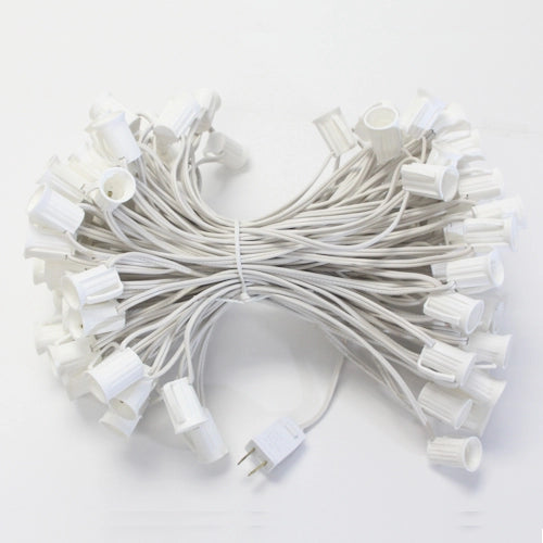 C9 String, 100ft, 12" spacing, white, 18AWG, SPT-1, no end c