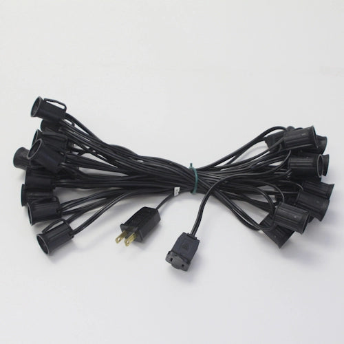 C7 String, 25ft, 12" spacing, black, 18AWG, SPT-1, end-to-en