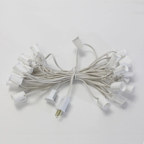 C7 String, 25ft, 12" spacing, white, 18AWG, SPT-1, end-to-en