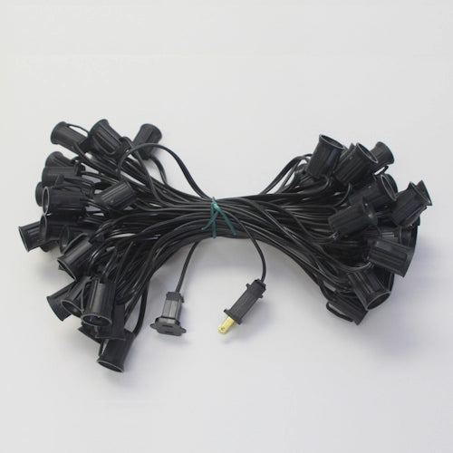 C9 String, 50ft, 12" spacing, black, 18AWG, SPT-1, end-to-en