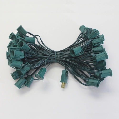 C7 String, 50ft, 12" spacing, green, 18AWG, SPT-1, end-to-en