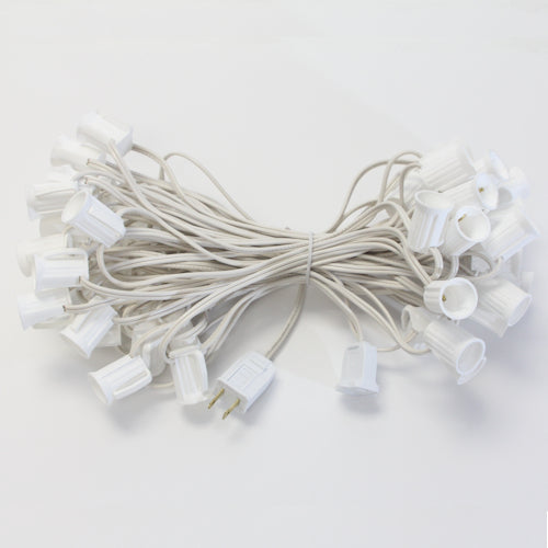 Sival 50 ft C7 Light String - SPT1, White, Green or Black Wire (E12/Candelabra Base) (s), 1-String Pack