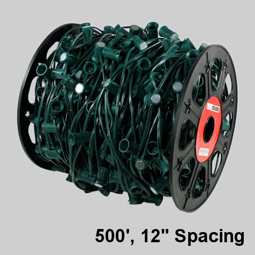 Sival 500 ft. C9 Magnetic Bulk Spool (Lite-Netics) - Green or White & 12" Spacings (E17/Intermediate Base), 12" spacing 