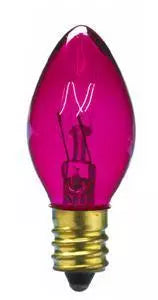 C9 7W, 130V, transparent pink, UL - (5 pack)