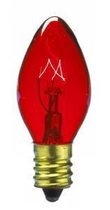 C9 7W, 130V, transparent red, UL - (5 pack)