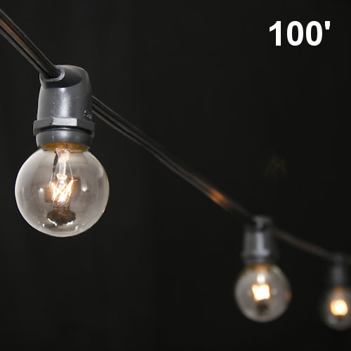 Sival Commercial-Grade Heavy-Duty Light String, 100 ft, Intermediate Base (E17) - 75 In-Line Sockets, Black or White (s)