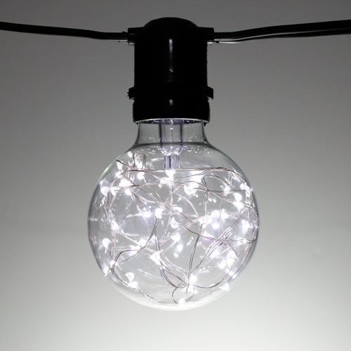 Sival G80 Globe 50 LEDs Fairy Bulb, Smooth Plastic, 1.1W - (Medium Base/E27), Warm White, 1-Pack