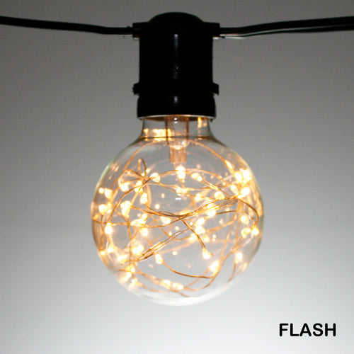 Sival G80 Globe 25 LEDs Fairy FLASHING Bulb, Glass, 1.1W - (Medium Base/E27), 50-Pack