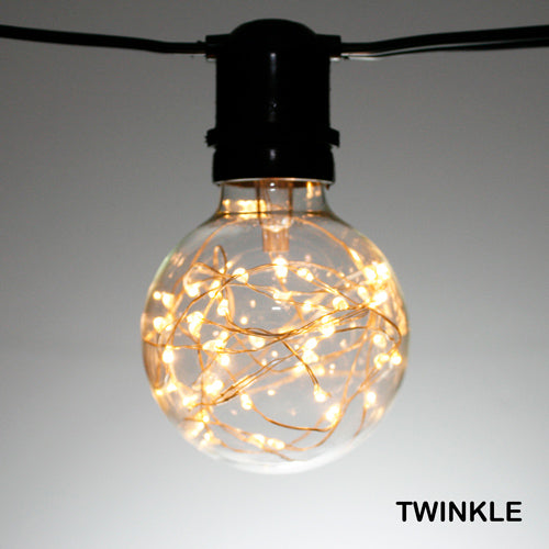 Sival G80 Globe 25 LEDs Fairy TWINKLE Bulb, Glass, 1.1W - (Medium Base/E27), 50-Pack