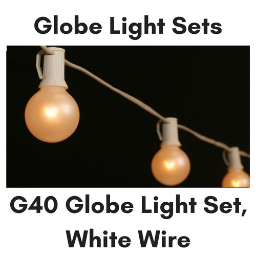 Sival G40 Globe Light String Set, 25 Lights, 25 ft, White Wire - Clear or Pearl White - (Candelabra Base/E12) Set(s), 1-Pack