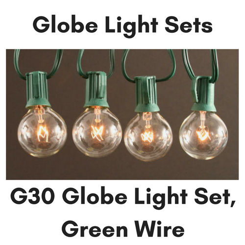 Sival G30 Globe Light String Set, 25 Lights, 25 ft, Green Wire - Various Colors Available - (Candelabra Base/E12) Set(s)
