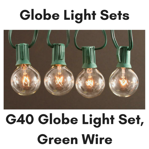 Sival G40 Globe Light String Set, 25 Lights, Green Wire - Various Colors Available - (Candelabra Base/E12) Set(s), Pearl