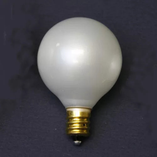 G40 Bulb, 5W/130V, E12 Candelabra Base, Pearl White - (25 pa