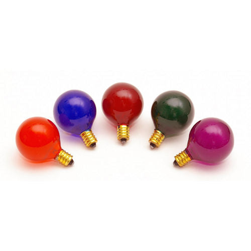 Sival G40 Globe Party Bulbs, 5W - Various Colors Available - (Candelabra Base/E12), Transparent Pink, 500-Pack