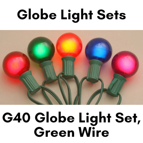 Sival G40 Globe Light String Set, 25 Lights, Green Wire - Various Colors Available - (Candelabra Base/E12) Set(s), Clear, 1-Pack