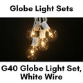 Sival G40 globe string light set 25-light white cord, clear bulbs, G40LSWCL
