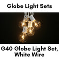 Sival G40 Globe Light String Set, 25 Lights, 25 ft, White Wire - Clear or Pearl White - (Candelabra Base/E12) Set(s), 12