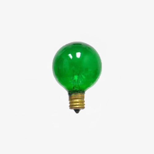 G40 Bulb, 5W/130V, E12 Candelabra Base, Transparent Green -