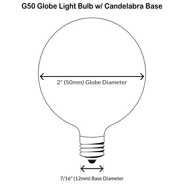 Sival G50 Globe Party Bulbs, 7W - Various Colors Available - (Candelabra Base/E12), Clear, 25-Pack