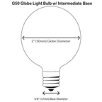 Sival LED G50 Glass Globe Bulb, Warm White, 0.6W, E17 Intermediate Base, 25-Pack