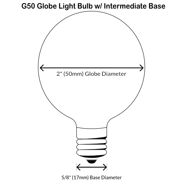 Sival LED Premium G50 Globe Glass Party Bulb, 2 SMD LEDs, 0.8W, Warm White (2700K) - (Intermediate Base/E17), 25-Pack