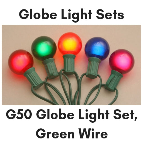 Sival G50 Globe Light String Set, 15 Lights, 15 ft, Green Wire - Various Colors Available - (Candelabra Base/E12) Set(s), Clear, 1-Pack
