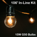 Sival commercial grade string light kit 106 ft black wire, in-line sockets, view 3