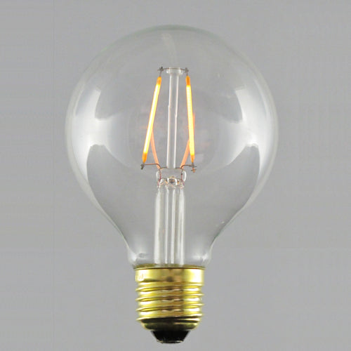 Sival LED Filament G80 Globe Bulb, 2W, Clear - (Medium Base/E27), 25-Pack