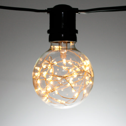 Sival G80 Globe 50 LEDs Fairy Bulb, Smooth Plastic, 1.1W - (Medium Base/E27), Warm White, 1-Pack