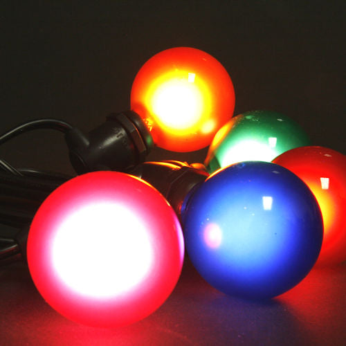 Sival G50 Globe Party Bulb, 7W - Various Colors Available - (Intermediate Base/E17), Transparent Green, 25-Pack