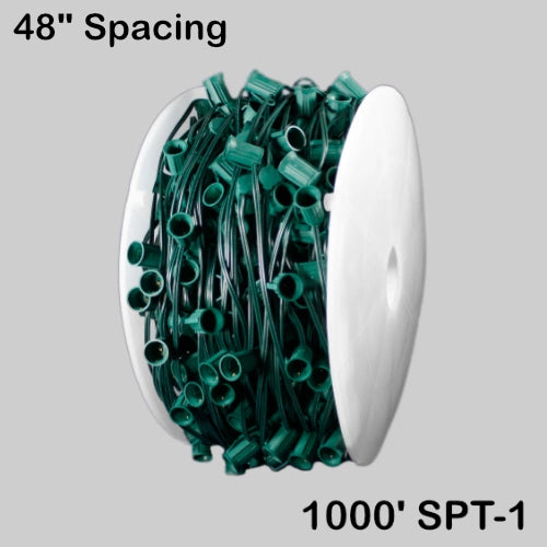 C9 (E17) Spool, 1000ft, 48" spacing, green, 18AWG, SPT-1, no