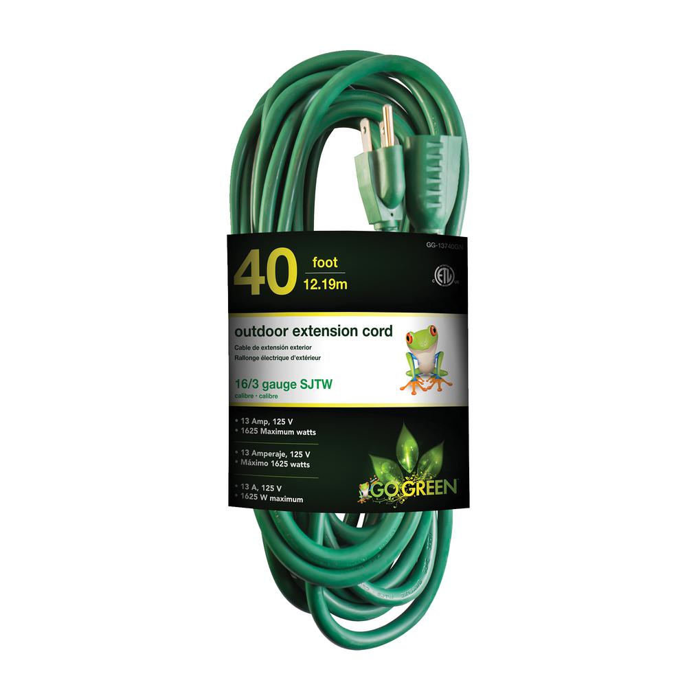 Sival 40' Outdoor Extension Cord, Green Wire Cord(s), 1-Pack