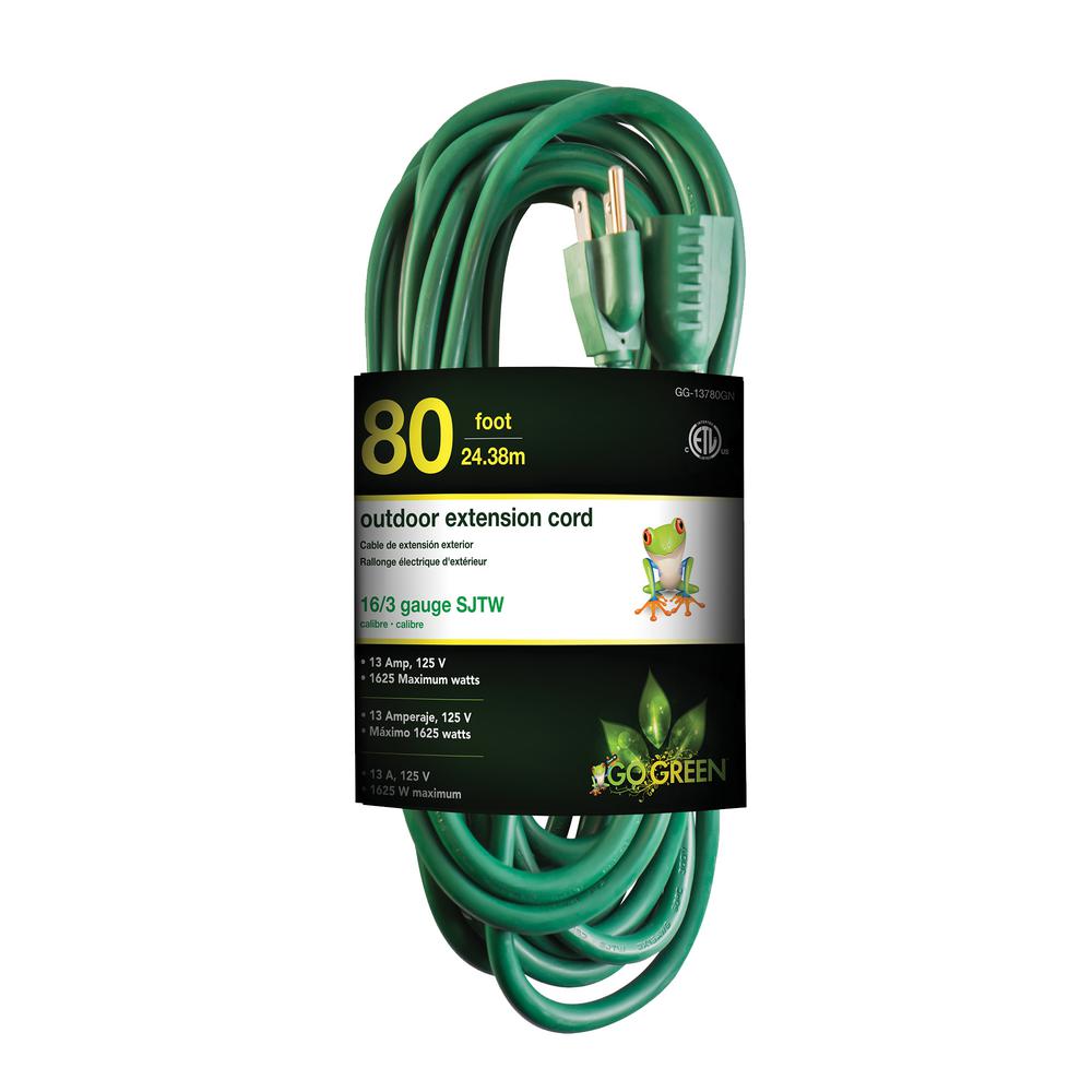 Sival 80' Outdoor Extension Cord, Green Wire Cord(s), 6-Pack