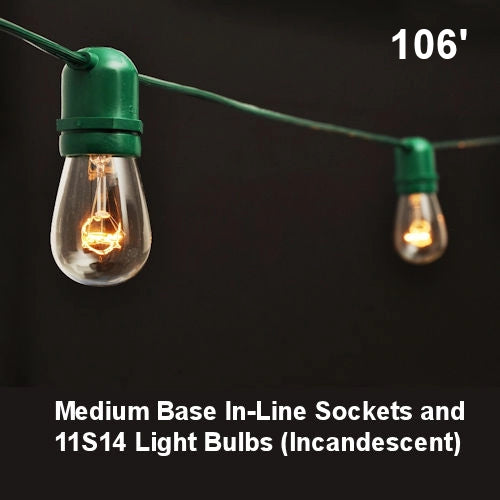 Heavy duty light string, 106', 50 sockets, medium base, 24",