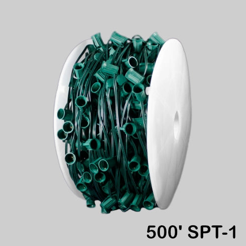 C7 (E12) Spool, 500ft, 12" spacing, green, 18AWG, SPT-1, no