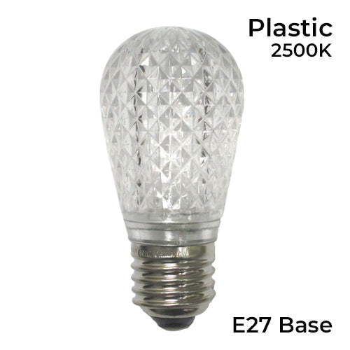 Sival LED S14 Faceted Plastic Bulb, 5 SMD LEDs, 0.8W - Various Colors Available - (Medium Base/E27), Cool White, 250-Pac