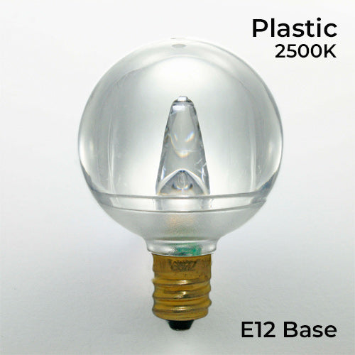 Sival LED G40 Smooth Plastic Globe Bulb, 2 SMD LEDs, 0.58W, Sun Warm White - (Candelabra Base/E12), 25-Pack