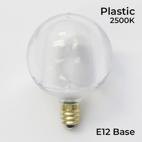 Sival LED G50 Globe Bulb, Smooth Plastic, 0.96W, Sun Warm White - (Candelabra Base/E12), 250-Pack