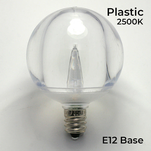 Sival LED G50 Smooth Plastic Globe Bulb, 2 SMD LEDs, 0.58W, Sun Warm White - (Candelabra Base/E12), 250-Pack