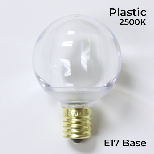 Sival LED G50 Smooth Plastic Globe Bulb, 5 LEDs, 0.96W, Sun Warm White - (Intermediate Base/E17), 25-Pack