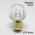 Sival LED G50 Globe Smooth Plastic Bulb, 5 SMD LEDs, 0.8W - Sun Warm White - (Medium Base/E27), 25-Pack