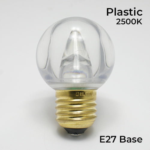 Sival LED G50 Globe Smooth Plastic Bulb, 5 SMD LEDs, 0.8W - Sun Warm White - (Medium Base/E27), 250-Pack