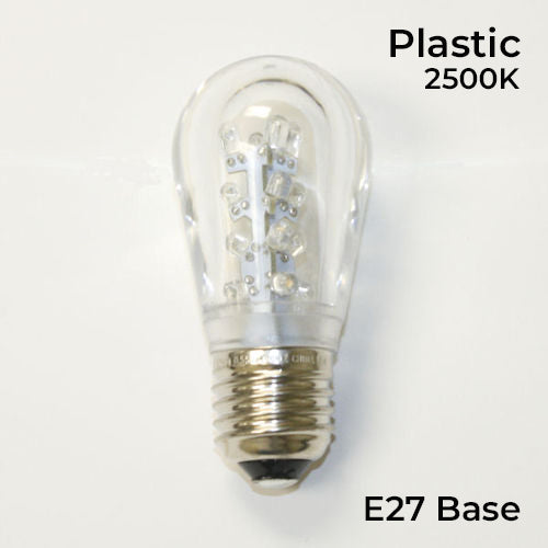 Sival LED S14 Commercial Smooth Plastic Bulb, 16 LEDs, 1.5W - Cool White or Sun Warm White - (Medium Base/E27), 25-Pack