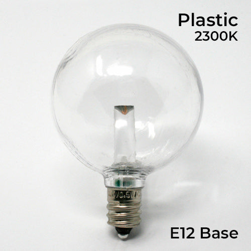 Sival LED Premium G50 Globe Smooth Plastic Party Bulb, 1 SMD LED, 0.5W, Warm White (2300K) - (Candelabra Base/E12), 250-