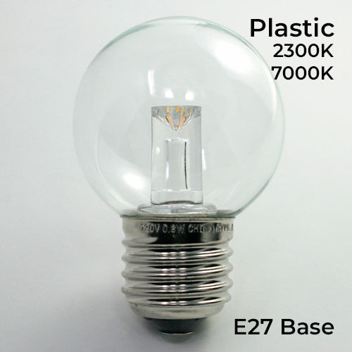 Sival LED Premium G50 Globe Smooth Plastic Party Bulb, 0.8W, Cool White or Warm White (2300K) - (Medium Base/E27) , 25, 